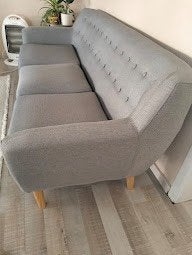 Grijze  cosy stoffen zetel, Ophalen, Gebruikt, 150 tot 200 cm, Driepersoons
