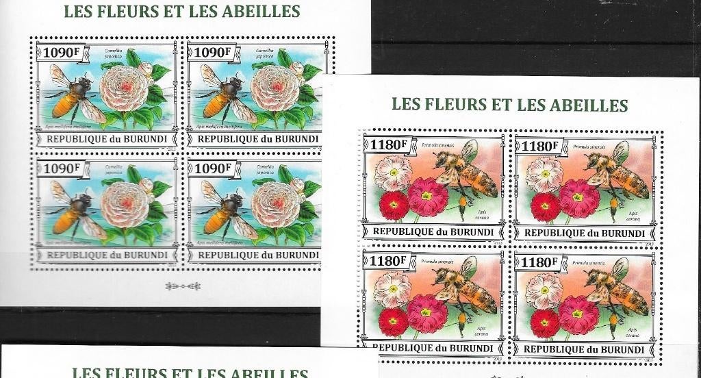 Timbres animaux insectes Burundi a et b, Envoi, Non oblitéré