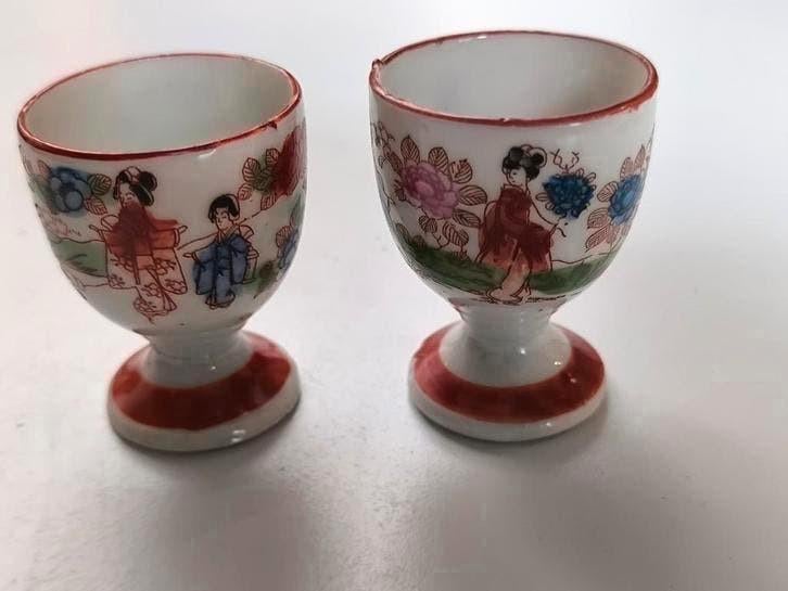 2 antieke Japanse eierdopjes, Antiek en Kunst, Ophalen of Verzenden