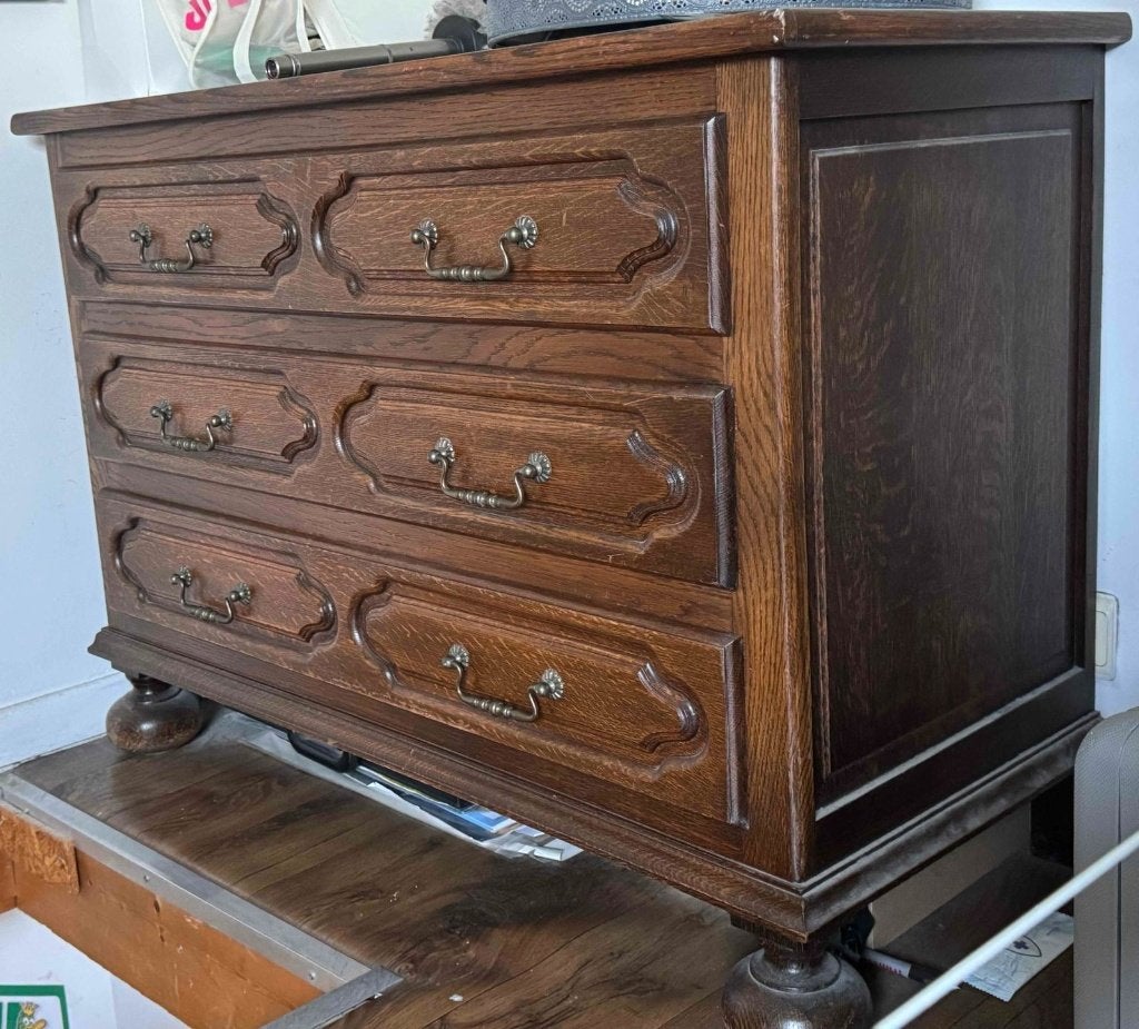 Commode en bois 3 tiroirs, Maison & Meubles, 3 ou 4 tiroirs, 25 à 50 cm, Moins de 100 cm, Vintage