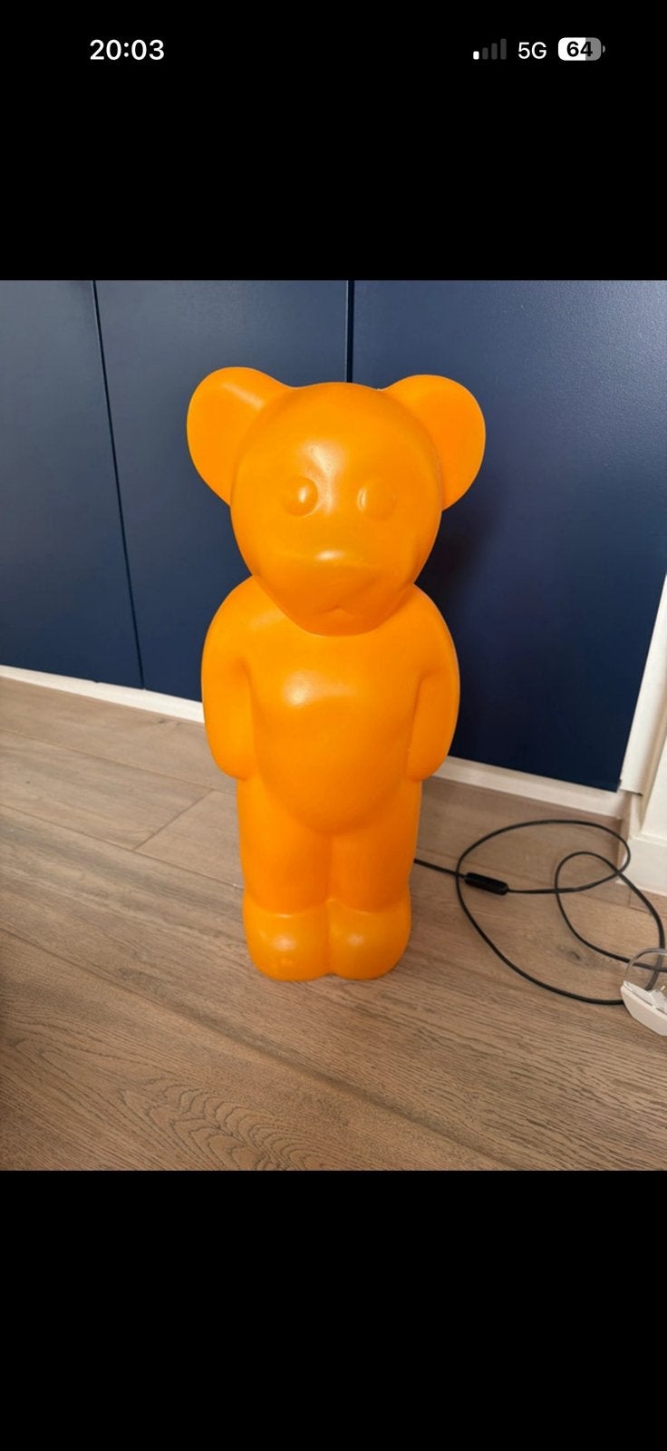 Lumibar oranje beer, Maison & Meubles, Lampes | Lampes de table, Enlèvement ou Envoi, Utilisé, Synthétique, 50 à 75 cm