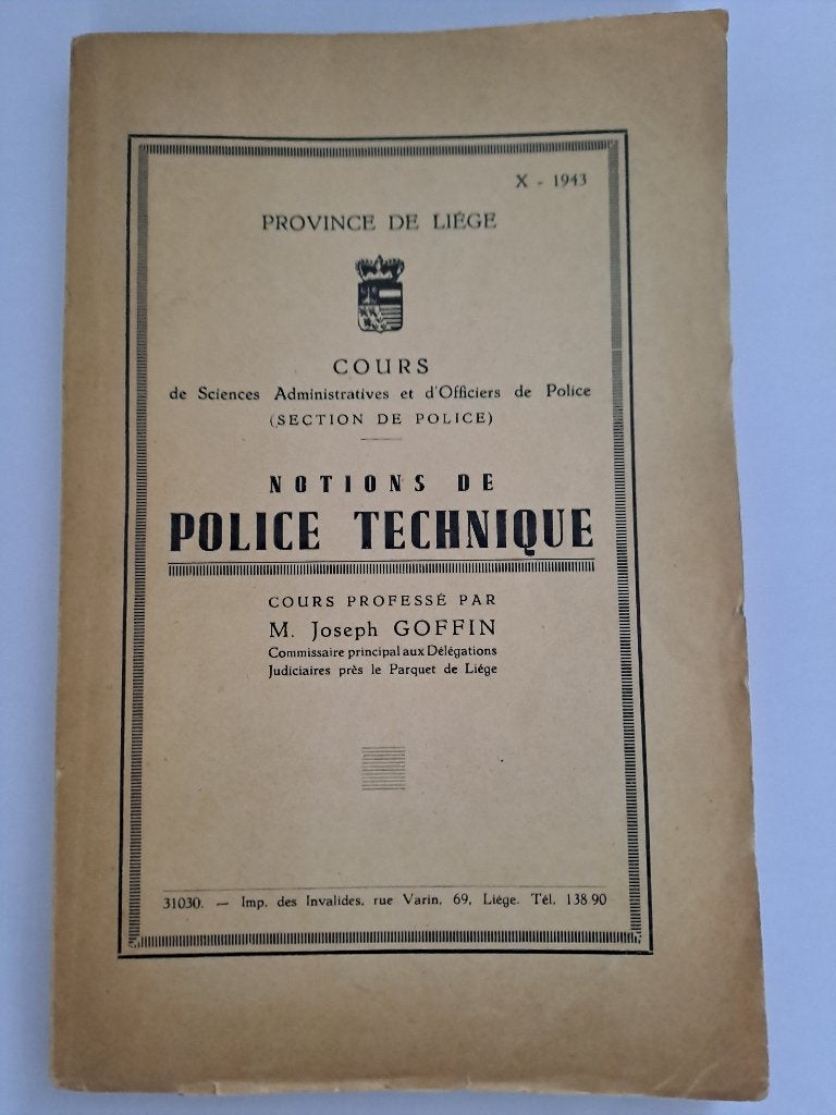 Notions de techniques policières, Enlèvement, Utilisé, Joseph Goffin