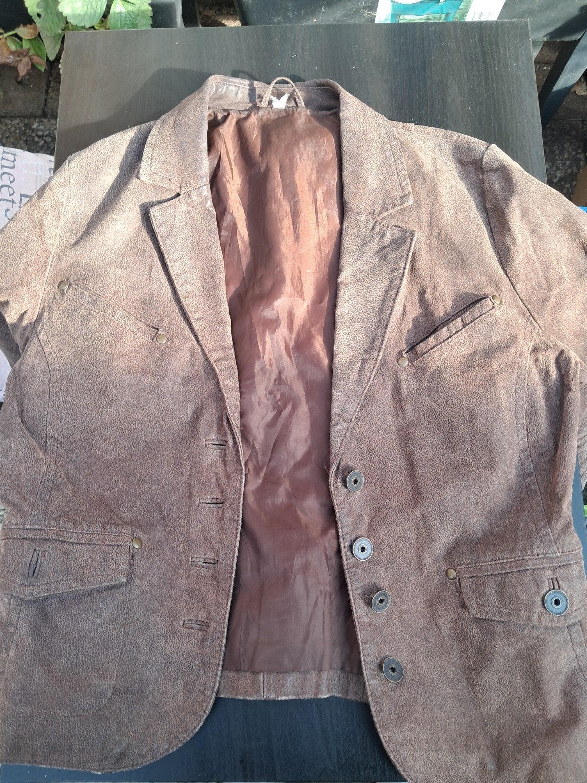 Bruin Leren Jasje - Vintage Stijl, Kleding | Heren, Ophalen of Verzenden, Bruin
