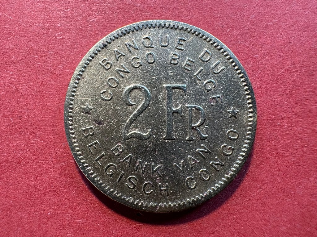Congo Belge - 2 Francs 1947 (#256#), Enlèvement ou Envoi, Autres pays, Monnaie en vrac