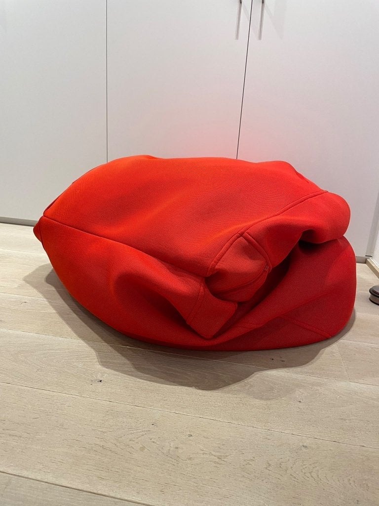 Pouf rouge (pliable), Enlèvement, Utilisé, Rouge, Pouf