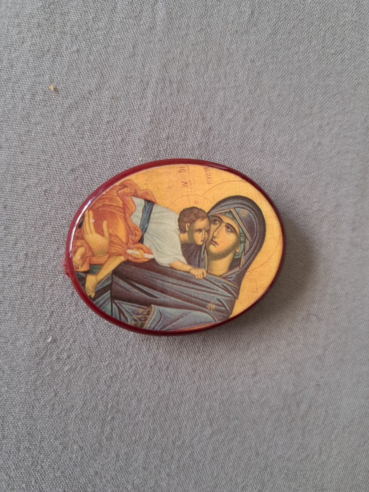 een klein ovaal orthodox icoon dat de Madonna van T voorstel, Ophalen of Verzenden