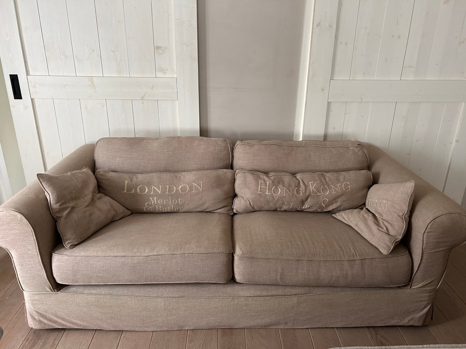 Zetel landelijk linnen, Huis en Inrichting, Ophalen, Gebruikt, 100 tot 125 cm, Driepersoons