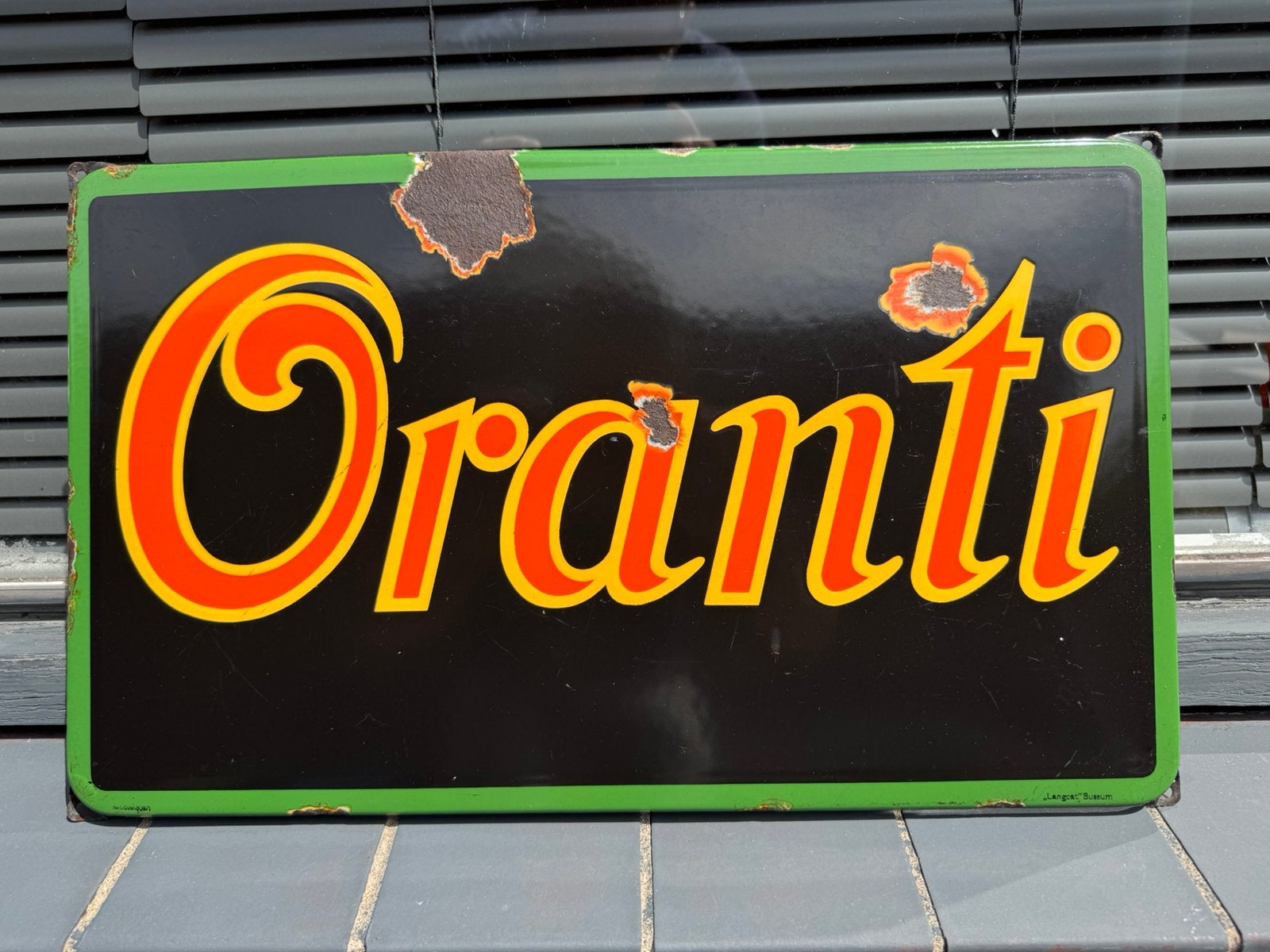 Oranti frisdrank emaille reclamebord, Verzamelen, Ophalen of Verzenden, Gebruikt, Reclamebord