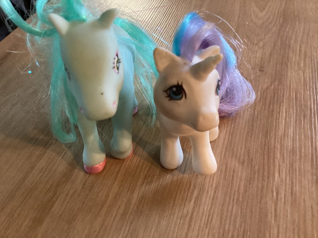 Set van 2 vintage pony's My Little Pony (G1 Hasbeo) jaren 80, Ophalen of Verzenden, Gebruikt