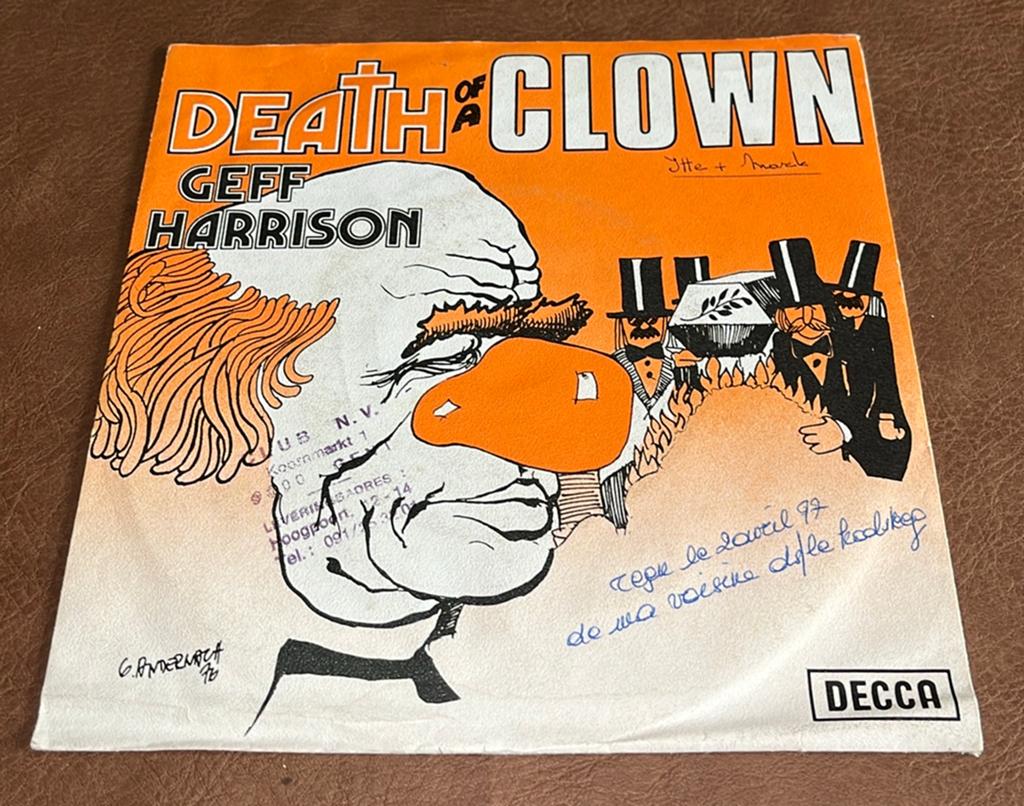Geff Harrison ‎– Death Of A Clown - 7” vinyl single - BE, Enlèvement ou Envoi, Utilisé, Single