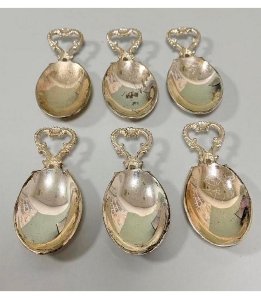 6 cuillères anciennes nickelées, cuillère, de amusante, Enlèvement ou Envoi