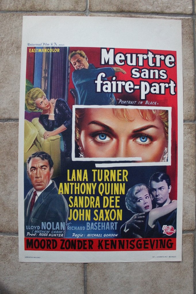 filmaffiche Lana Turner Portrait In Black 1960 filmposter, Collections, Posters & Affiches, Enlèvement ou Envoi, Rectangulaire vertical