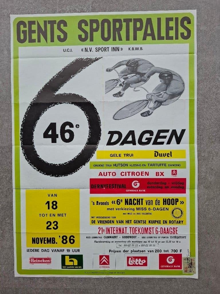 Affiches Gents sportpaleis - wielerwedstrijden, Collections, Enlèvement ou Envoi, Utilisé, Affiche, Image ou Autocollant