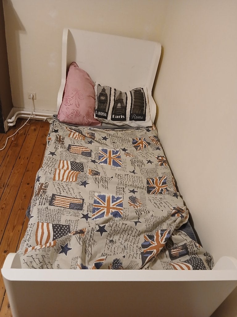 Bedframe, Ophalen, Gebruikt, Eenpersoons, Wit