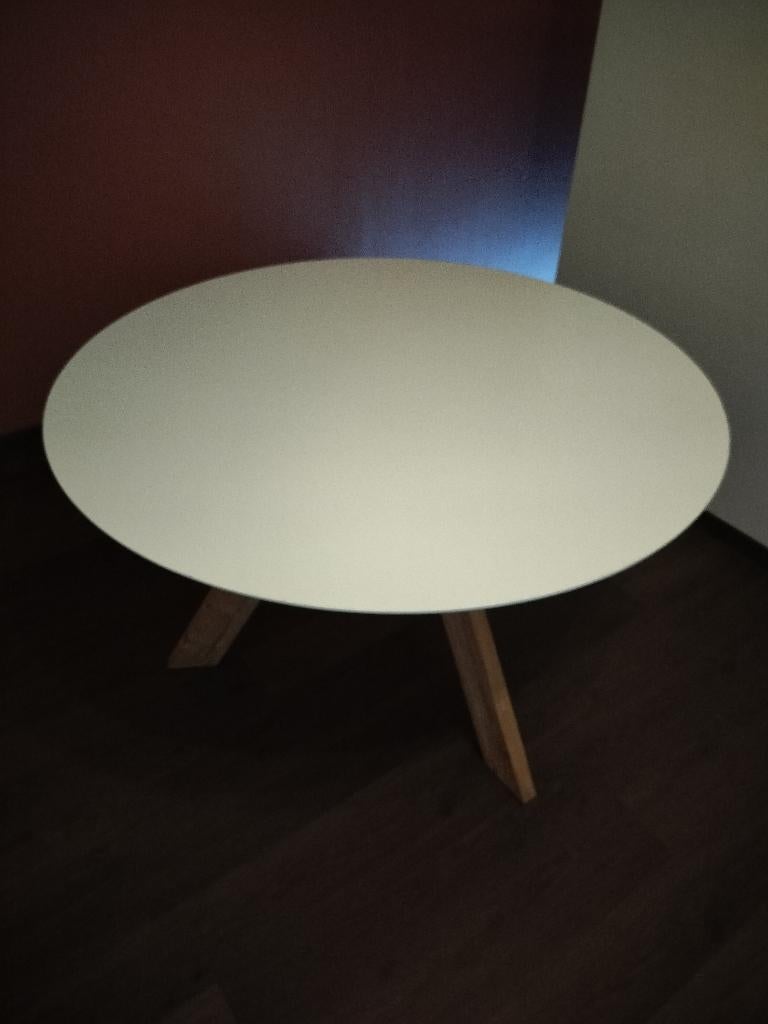 Witte ronde eettafel 120 cm, Huis en Inrichting, Ophalen, Gebruikt, Rond, Vier personen