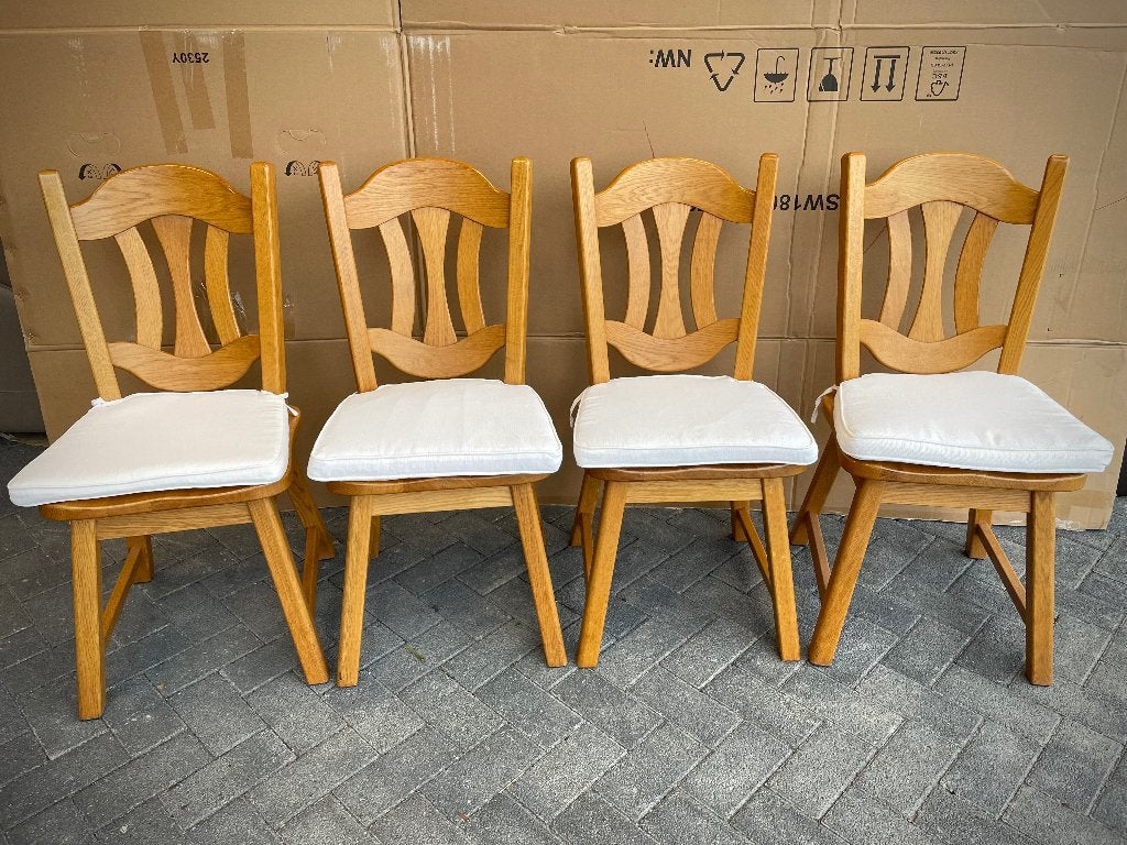 4 massief eiken stoelen / NIEUW, Huis en Inrichting, Stoelen, Ophalen, Nieuw, Hout