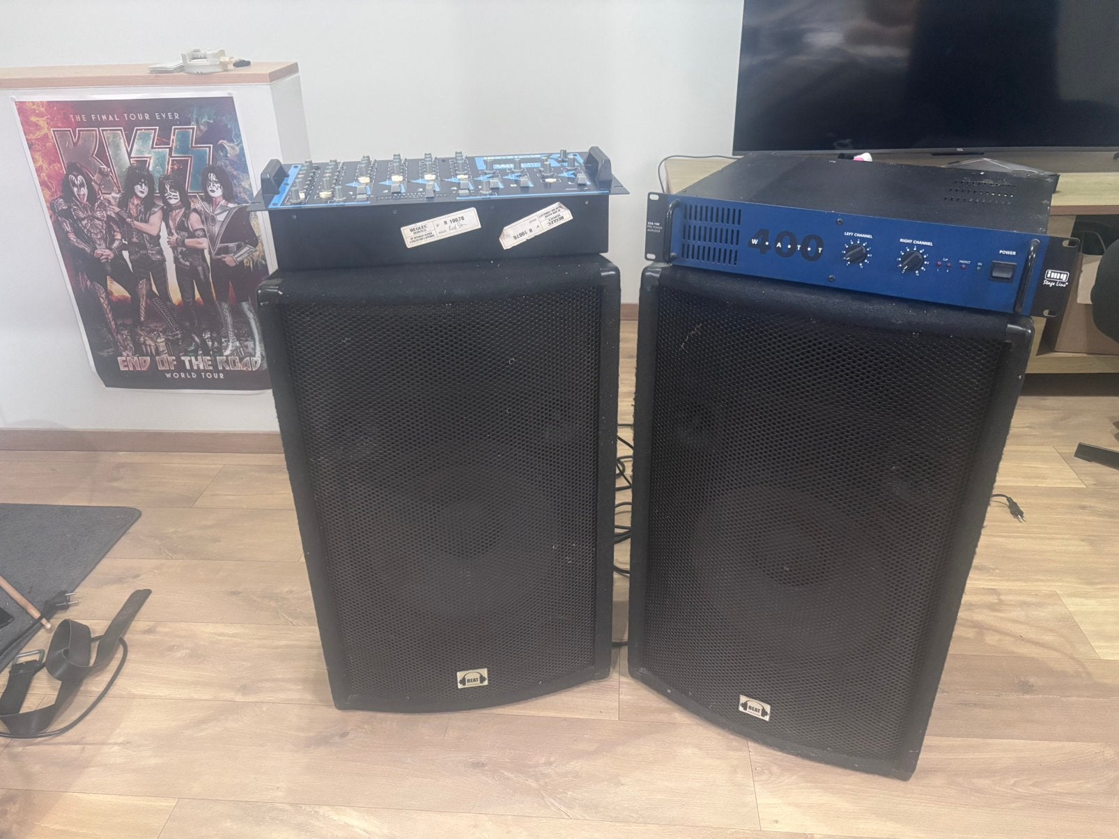 Complete PA-set – 2x BEAT SP-15 + IMG Stage Line STA-150, TV, Hi-fi & Vidéo, Enceintes, Enlèvement, Utilisé, 150 watts ou plus
