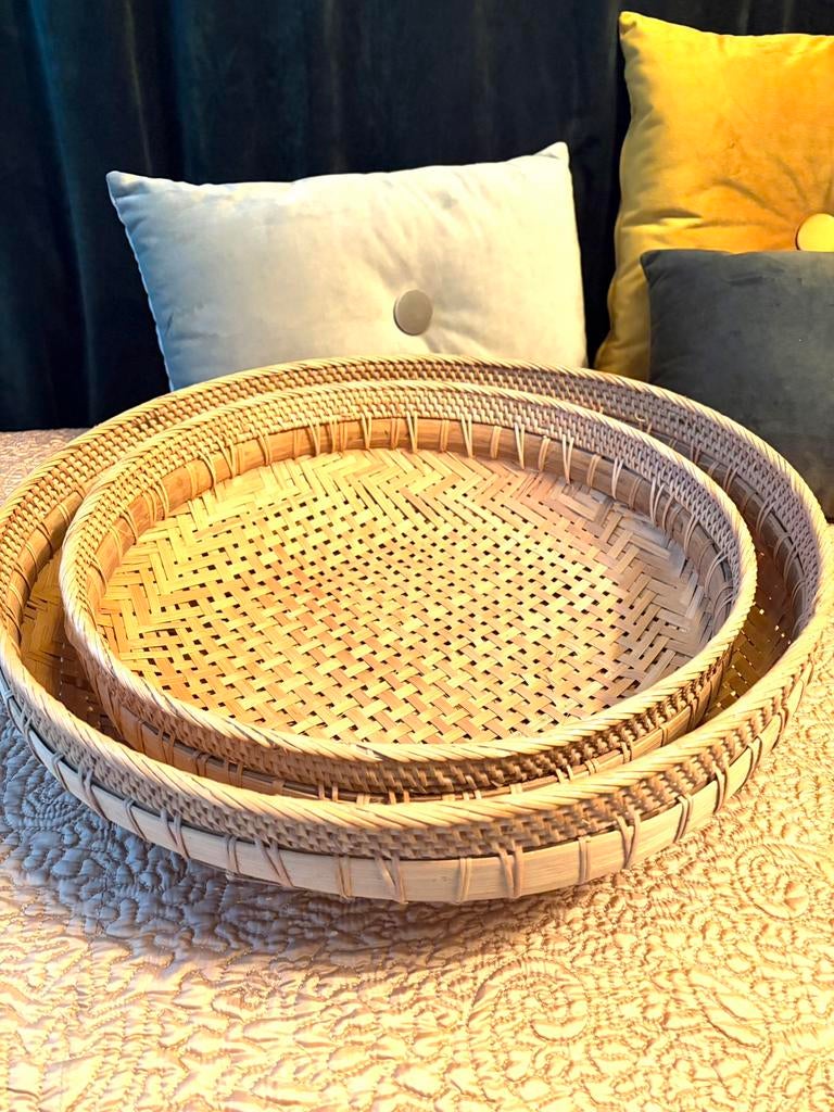 Set van 2 manden diameter 50cm / 40cm, Ophalen, Zo goed als nieuw, Glas