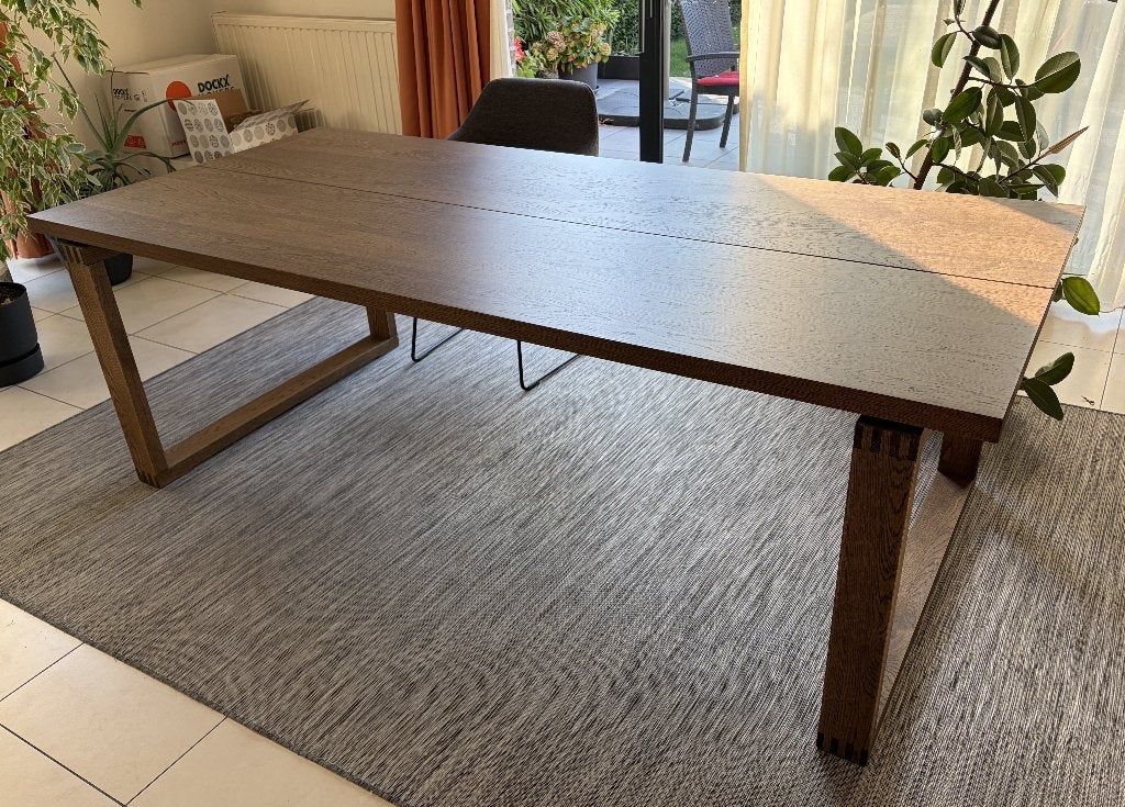 IKEA MÖRBYLÅNGA eettafel massief eiken fineer – donkerbruin, Huis en Inrichting, Tafels | Eettafels, Ophalen, 100 tot 150 cm, Eikenhout