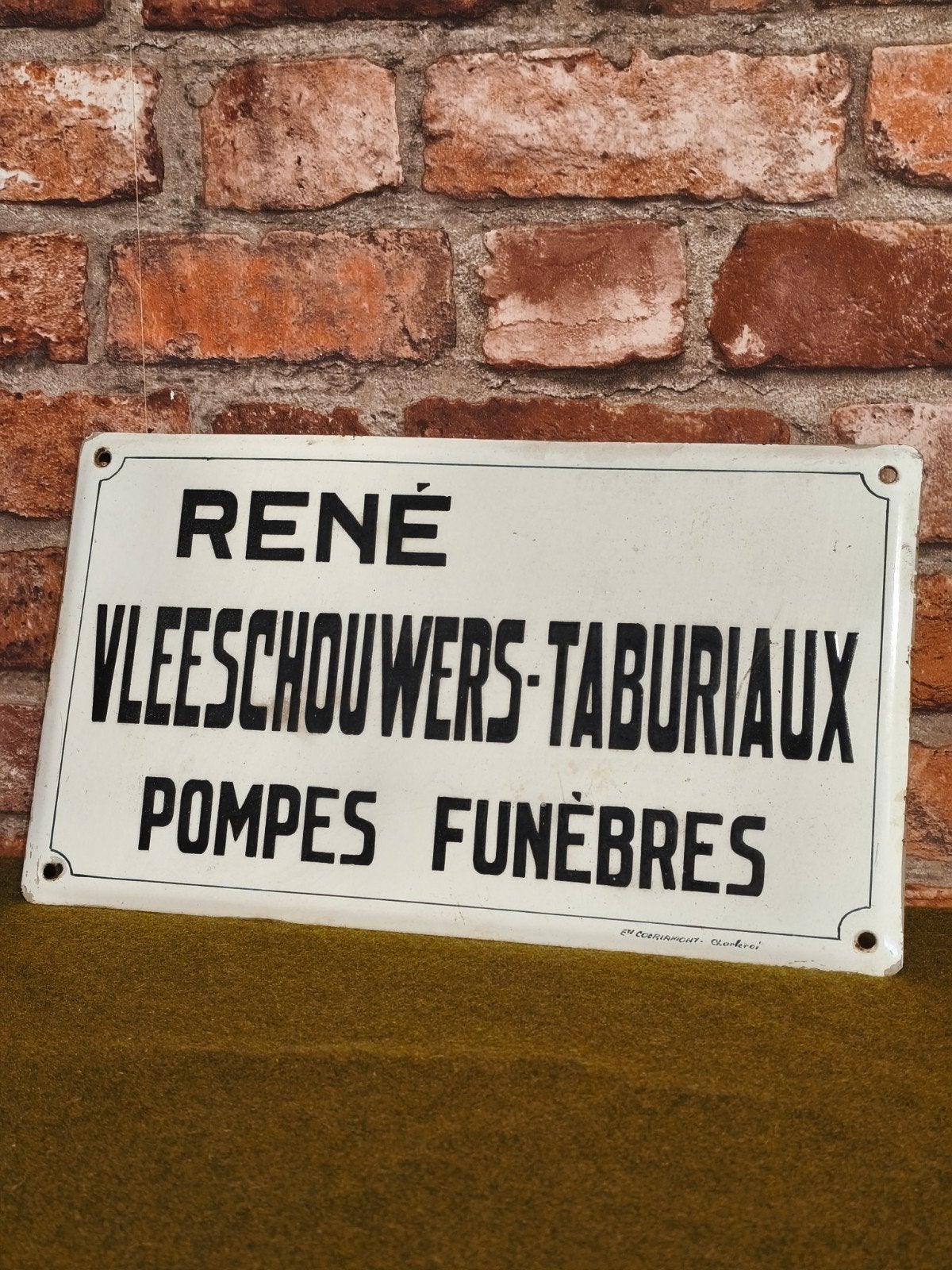 plaque émaillée pompe funèbre, Enlèvement ou Envoi, Comme neuf, Panneau publicitaire