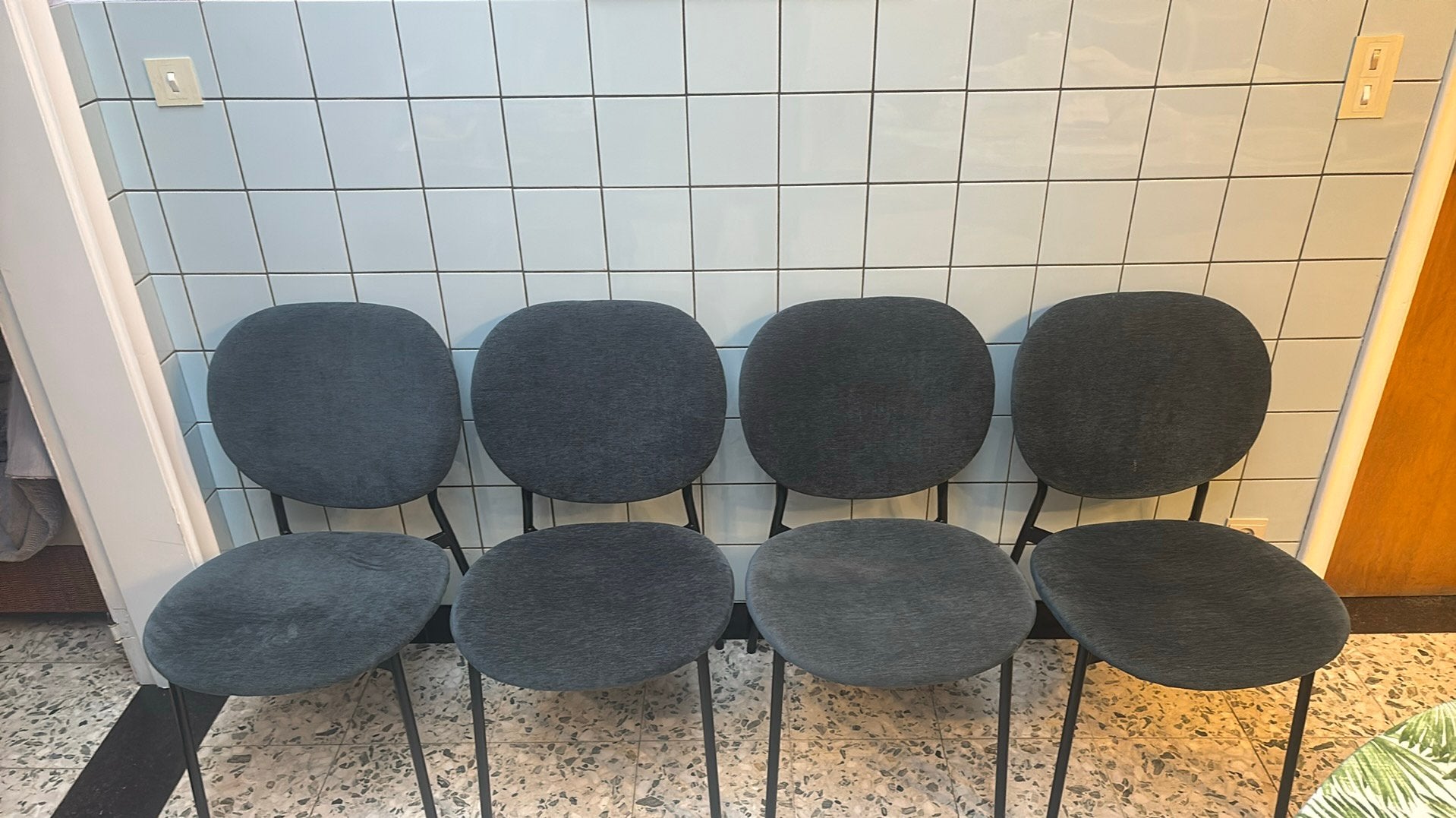 4 chaises salle à manger - Jisk (anthracite - bleu sarcelle), Maison & Meubles, Enlèvement, Comme neuf