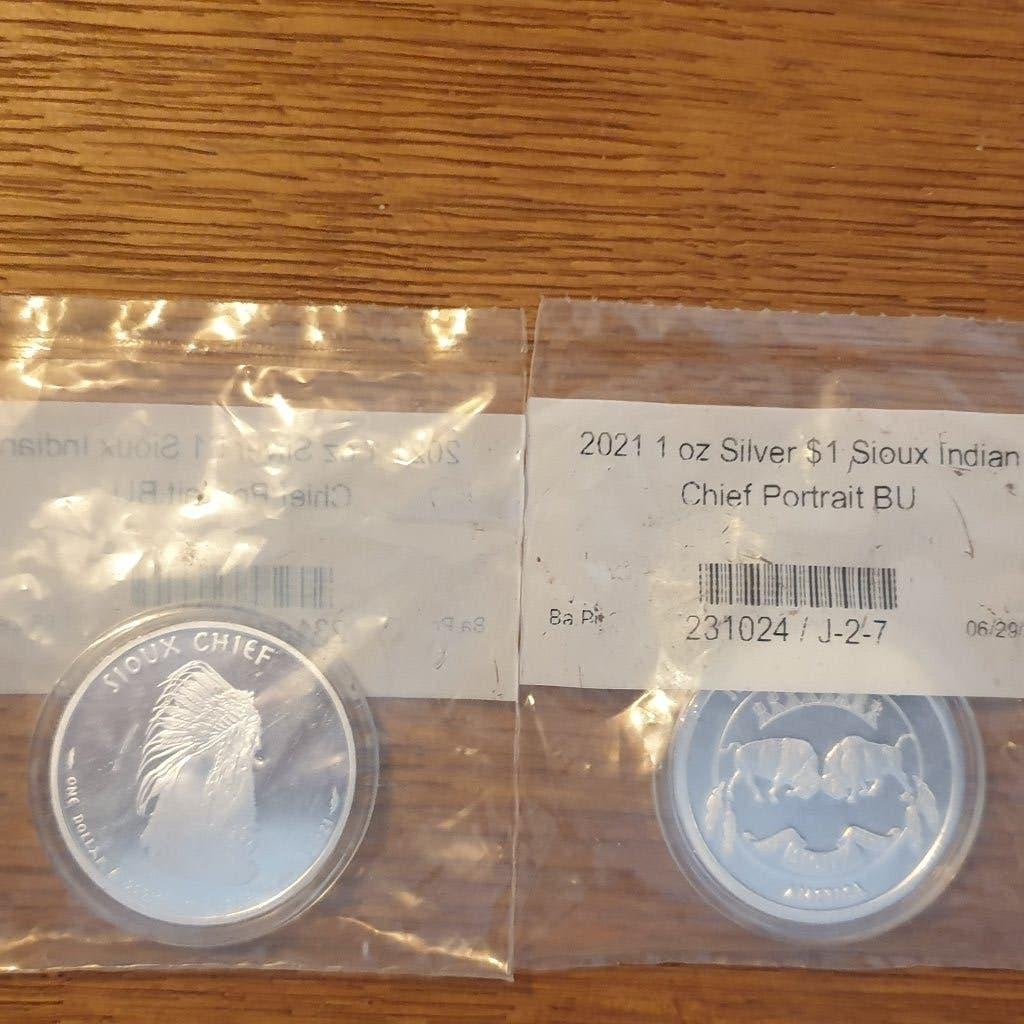 1 oz zilveren sioux indian chief BU 2021, Verzenden, Zilver