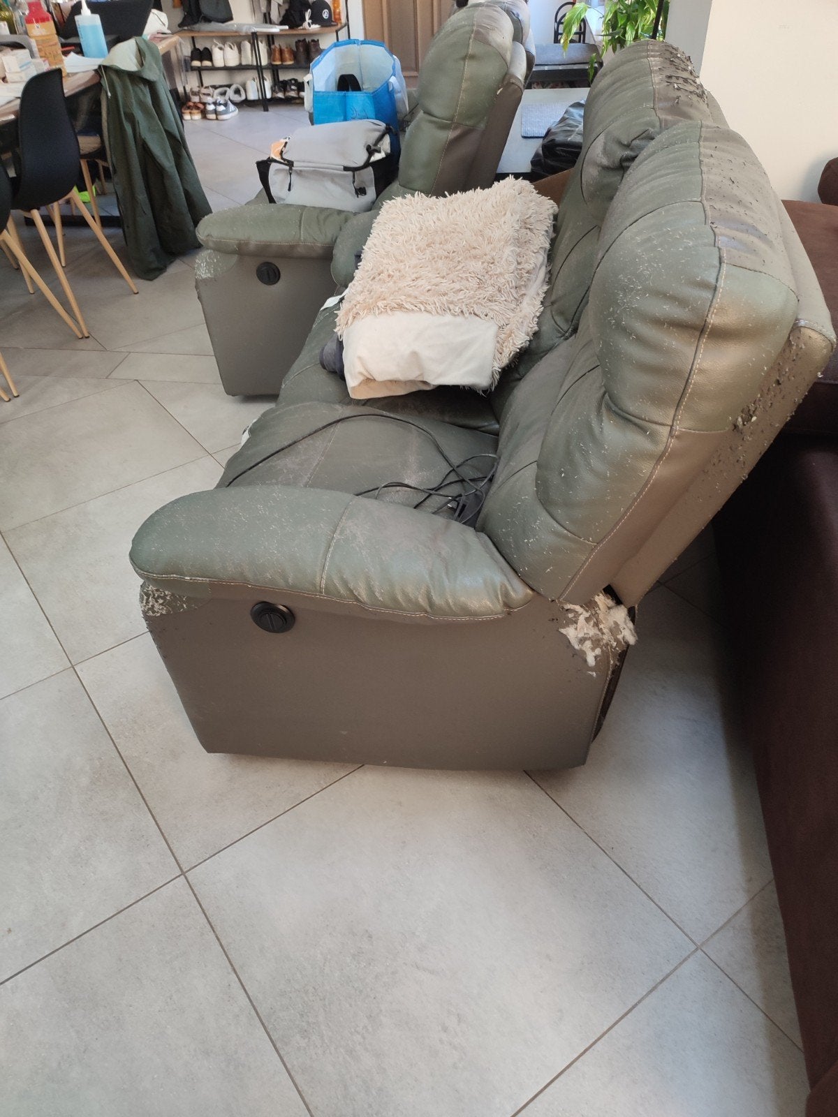 salon 5 places avec 4 relax électrique, Enlèvement, Utilisé, Autres dimensions, Autres matériaux