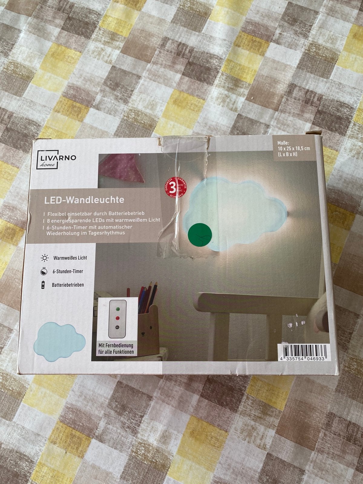 LIVARNO Home  Wolk Led-Wandlamp - Batterijgevoed, Huis en Inrichting, Ophalen of Verzenden, Gebruikt, Kunststof, Wolk