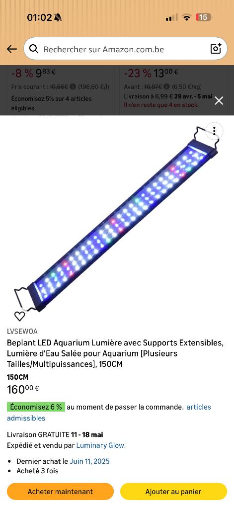 Lampe aquarium, Animaux & Accessoires, Enlèvement, Comme neuf, Éclairage ou Chauffage