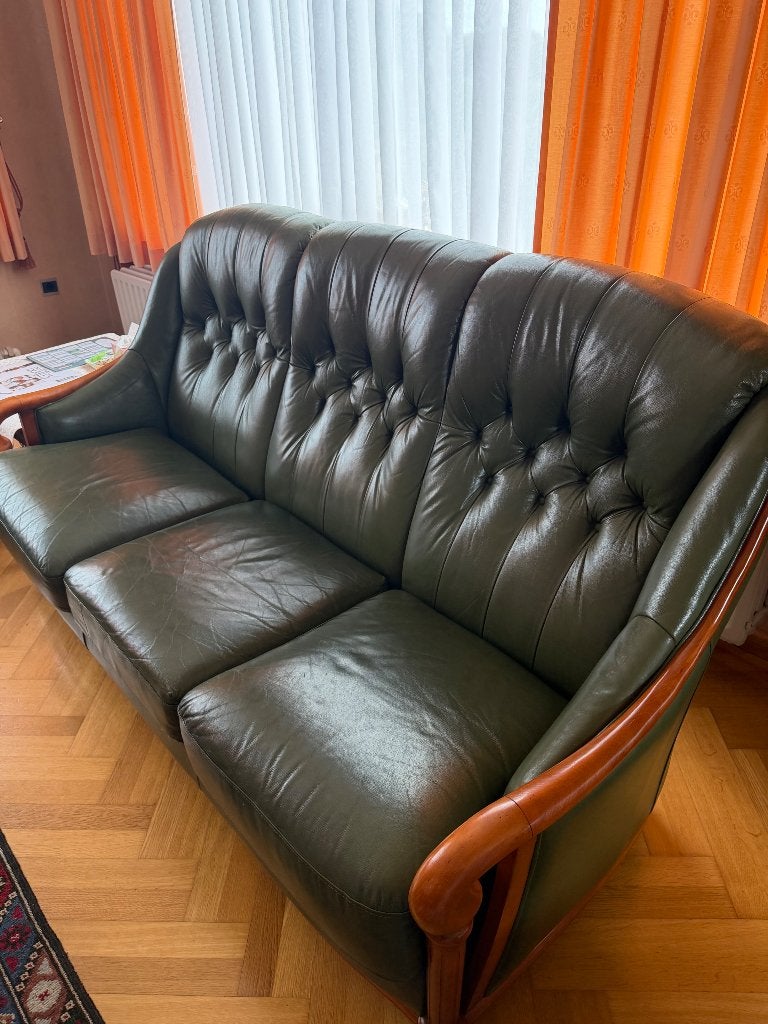 Vintage salonmeubels - 4-delige set chesterfieldstijl, Ophalen, Gebruikt, Hout, Klassieke, Chesterfield, Retro, Vintage