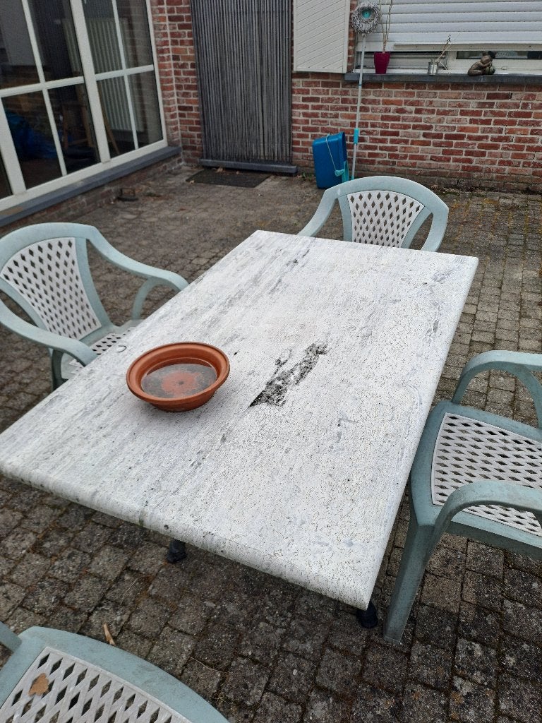 Buitentafel, Tuin en Terras, Ophalen, Gebruikt, Rechthoekig, Overige materialen