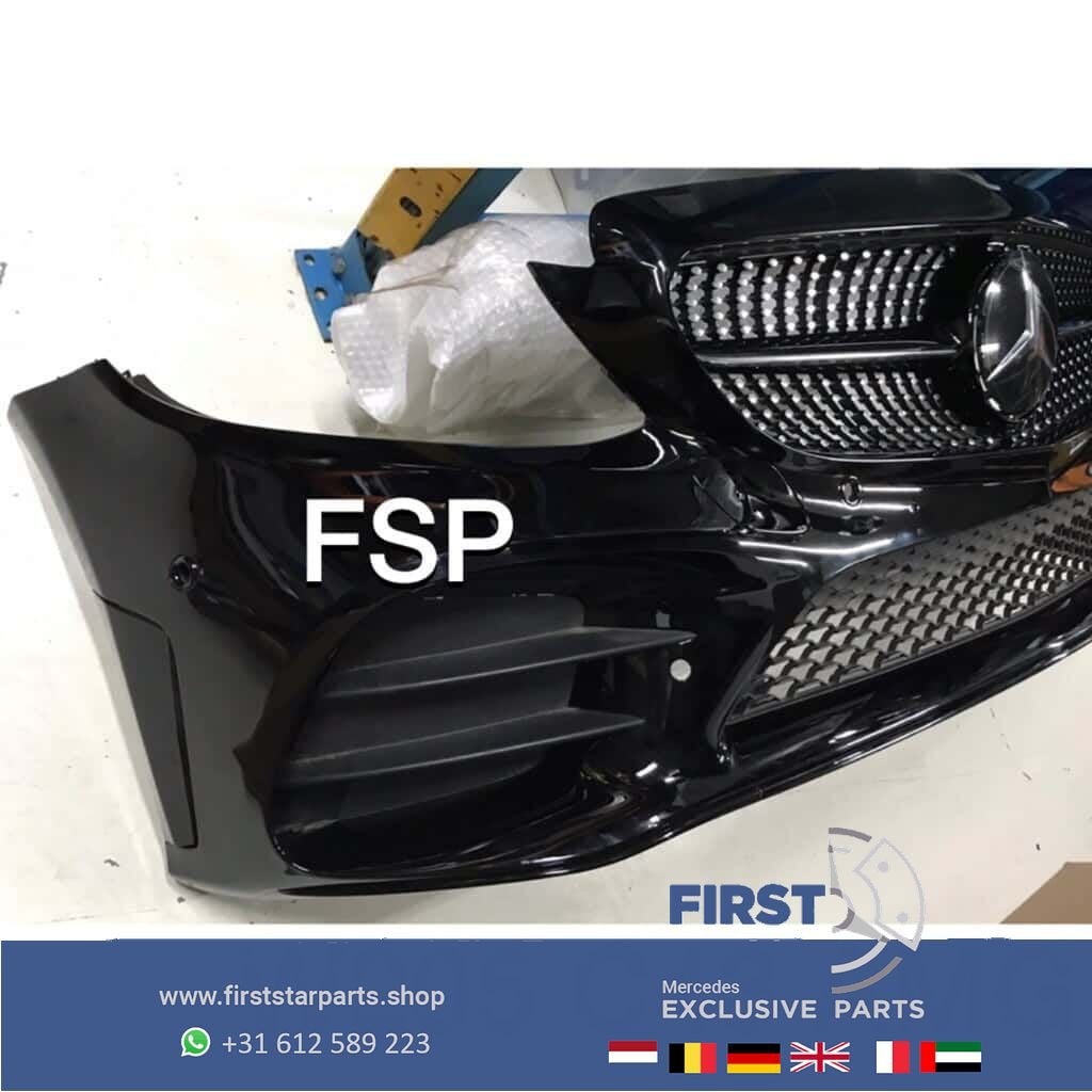 W205 C43 AMG VOORBUMPER Mercedes C Klasse 2020 ZWART ORIGINE, Gebruikt, -, Voor, Ophalen of Verzenden