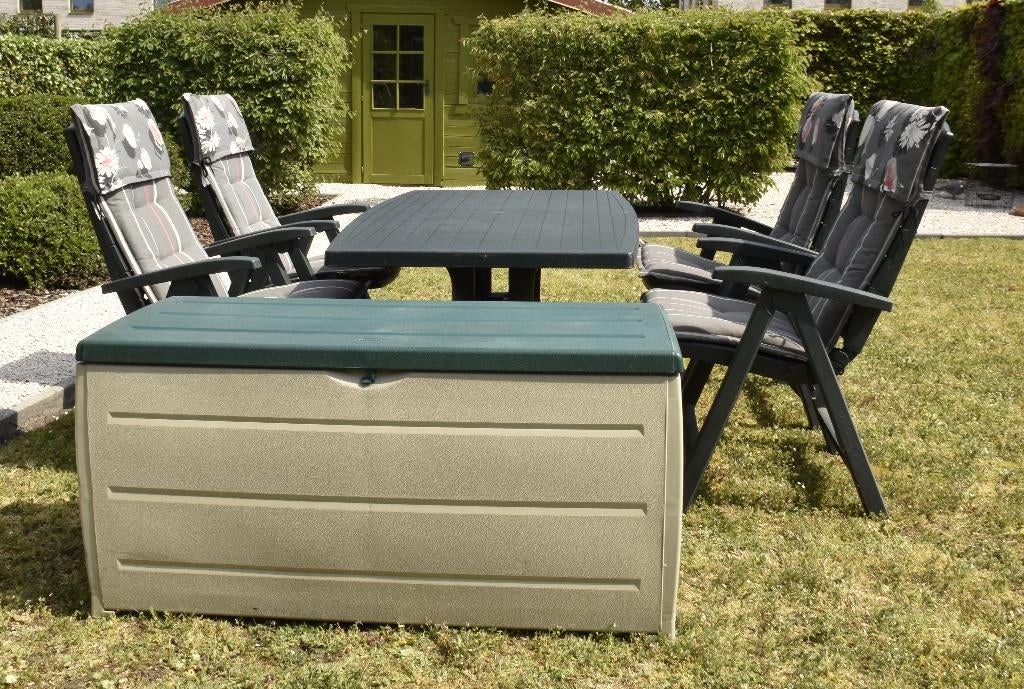 Tuinstel, Tuin en Terras, Ophalen, 4 zitplaatsen, Kunststof, Gebruikt