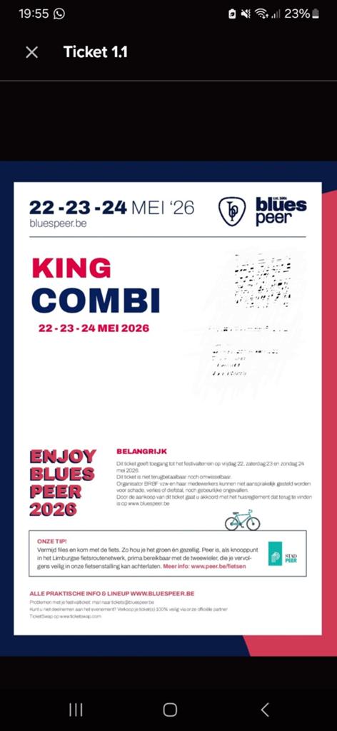 2x combiticket Blues Peer