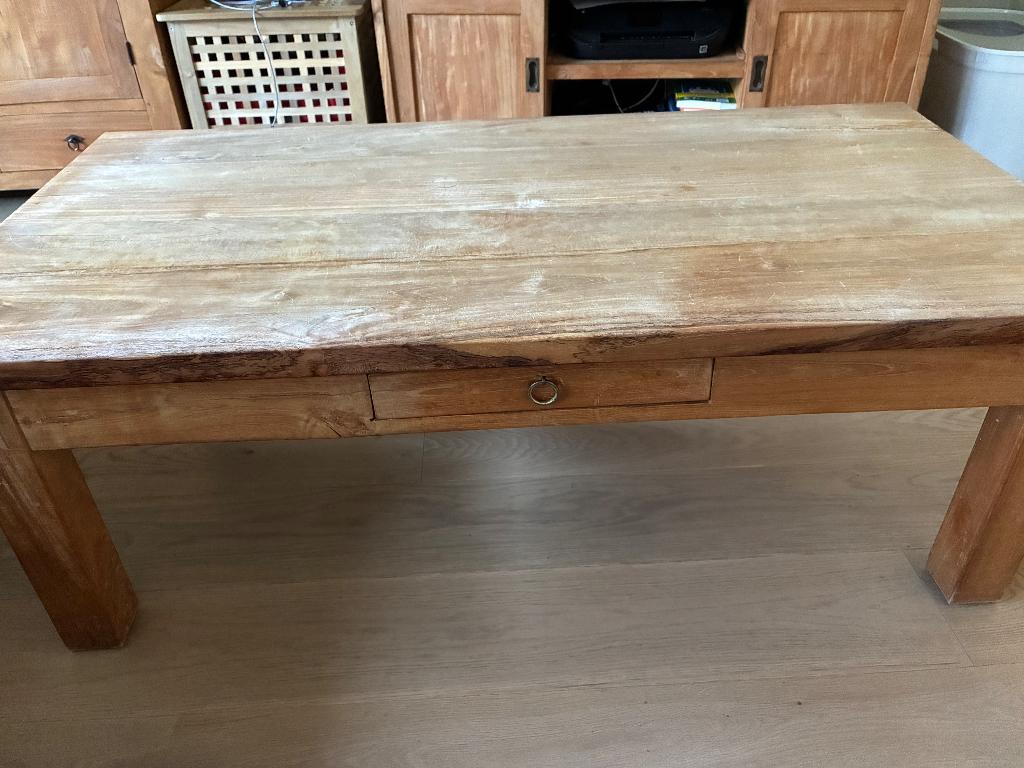 Salontafel, Huis en Inrichting, Tafels | Salontafels, Gebruikt, 50 tot 75 cm, 50 tot 100 cm, 100 tot 150 cm, Rechthoekig, Teakhout