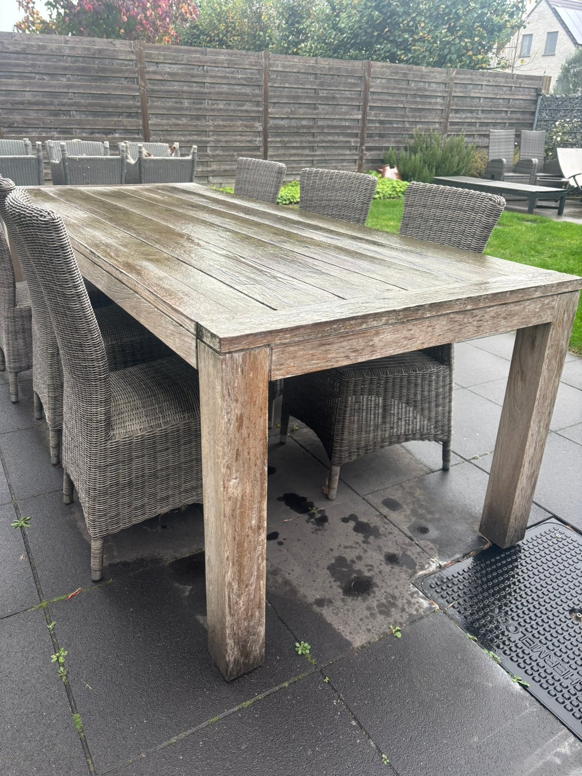 Teak tafel met 6 stoelen, Tuin en Terras, Ophalen, Gebruikt, Rechthoekig, Teakhout