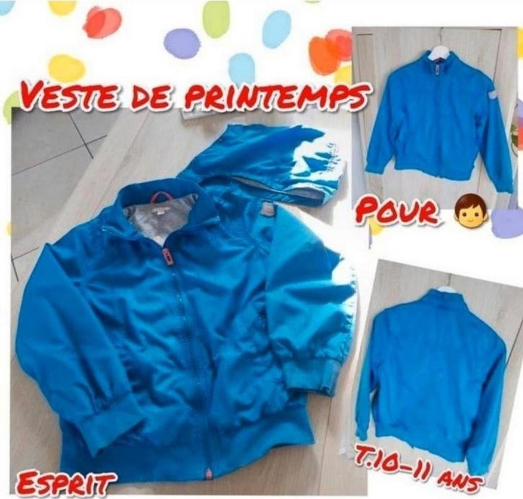 Veste de printemps pour garçon -Esprit-bleu-T.10-11 ans, Caravanes & Camping, Vêtements de pluie, Enlèvement ou Envoi, Utilisé