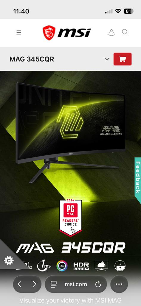 MSI 34” Ultrawide Curved Gaming Monitor – 144Hz / 1ms, Ophalen, Zo goed als nieuw, HDMI