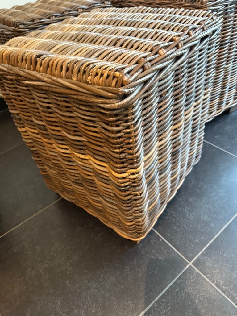 6 Rotan stoel/poef, Huis en Inrichting, Ophalen, Zo goed als nieuw, Riet of Rotan, Vijf, Zes of meer stoelen