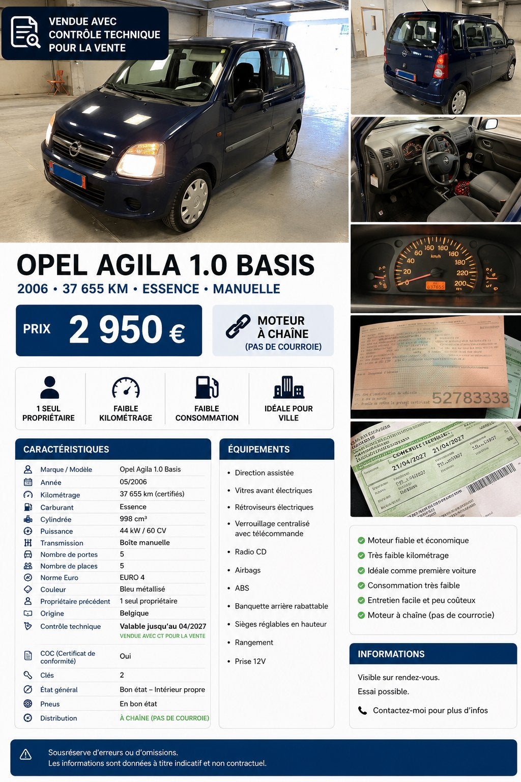 Agila zeldzaam 37000 km, Auto's, Opel, Bedrijf, Agila, ABS, Benzine, Euro 4, 5 deurs, Handgeschakeld, Ophalen
