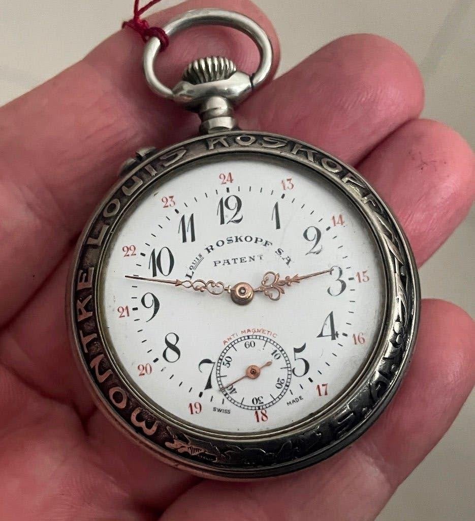 LOUIS ROSKOPF spoorhorloge in zeer goede staat, Handtassen en Accessoires, Ophalen, Zakhorloge, Staal, Tissot