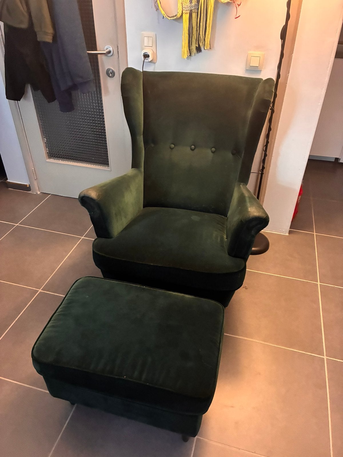Fauteuil + Repose-pied IKEA, Maison & Meubles, Canapés | Repose-pieds & Poufs, Enlèvement, Comme neuf, 125 cm ou plus