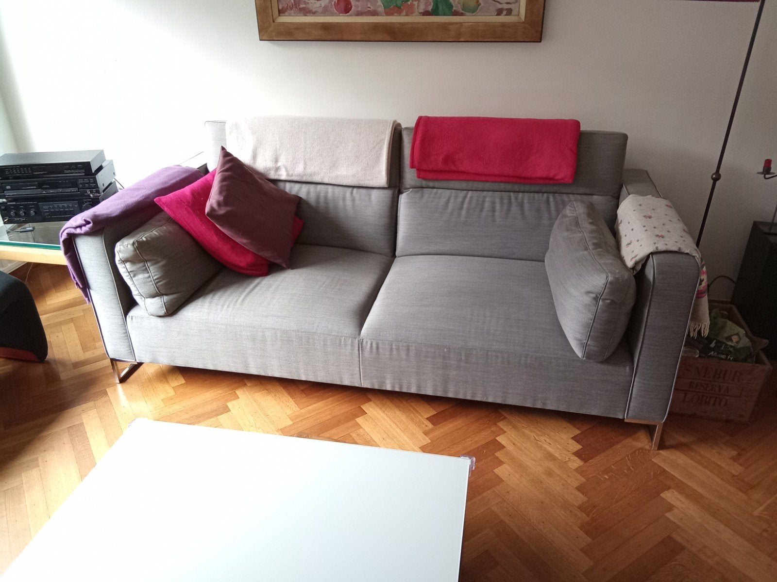 canapé gris 2mx1m, Maison & Meubles, Enlèvement, Utilisé, Tissus, Trois personnes