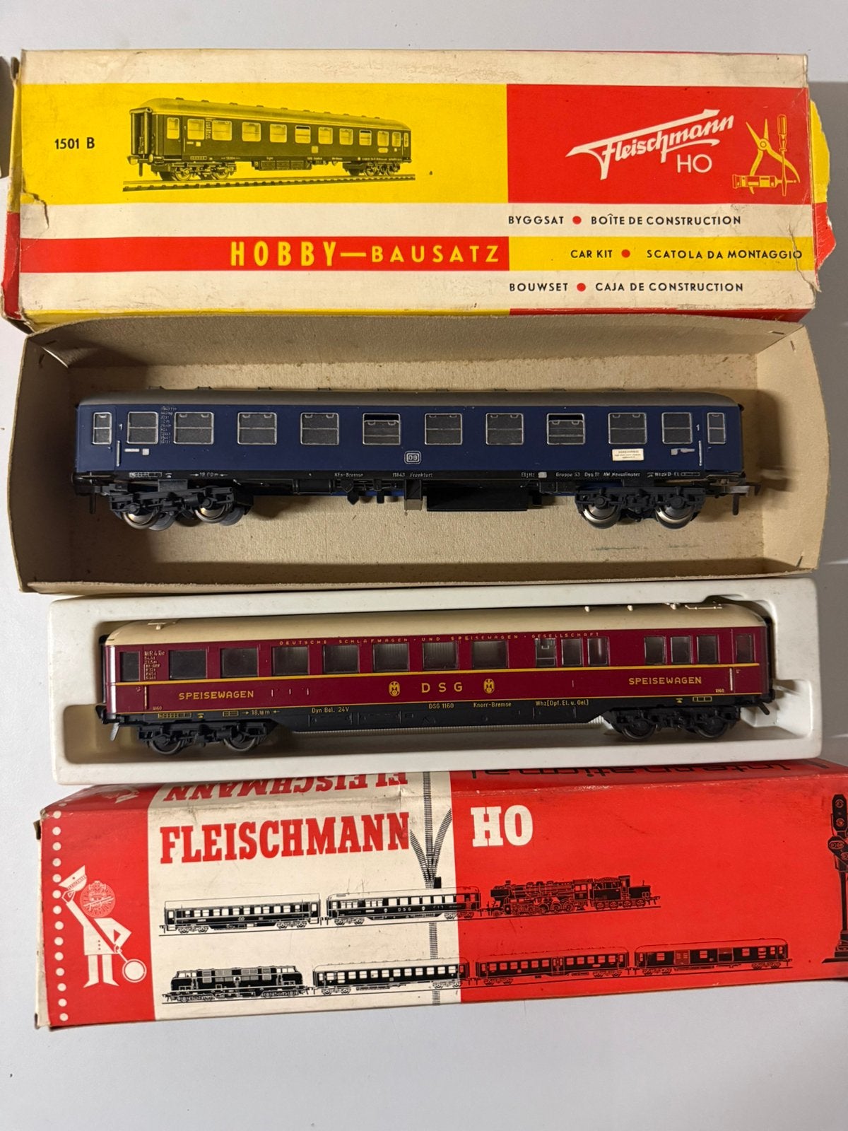 Fleischmann H0 DB 1re classe + DSG — Vintage, Hobby & Loisirs créatifs, Enlèvement ou Envoi, Comme neuf, Wagon, Fleischmann
