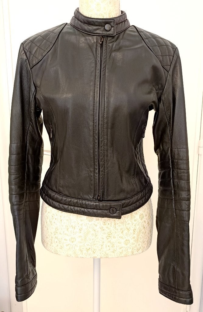 Veste en cuir Michelle Banarse London. Taille S/M, Taille 36 (S), Comme neuf, Noir, Michelle Banarse London
