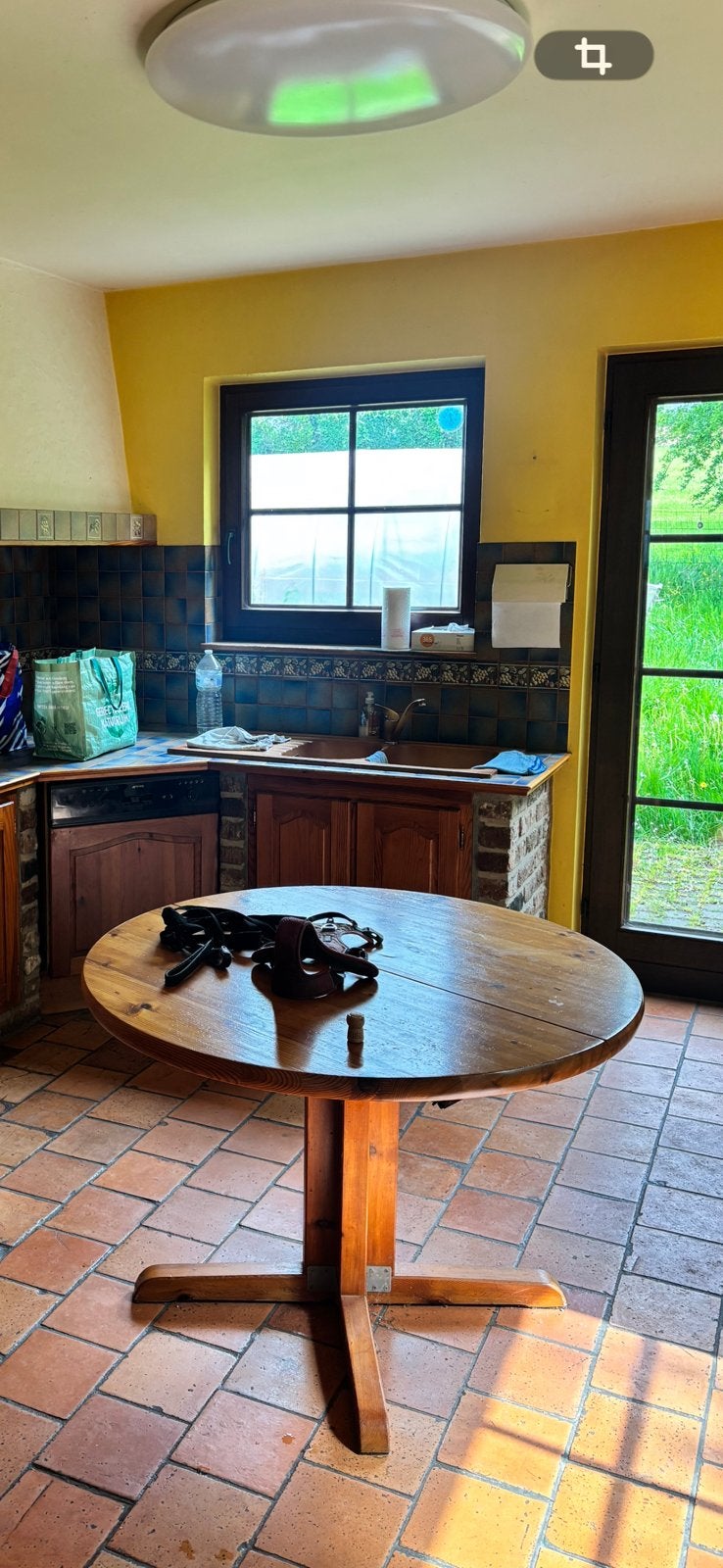 ronde houten eettafel, Huis en Inrichting, Ophalen, Gebruikt