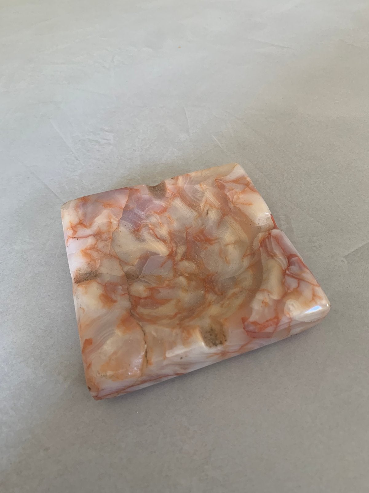vintage vierkante asbak of 'vide-poche' onyx marmer, Ophalen of Verzenden, Zo goed als nieuw, Asbak