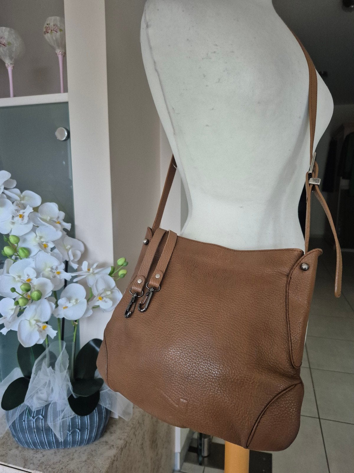 NATHAN bruin LEDER handtas, Handtassen en Accessoires, Ophalen of Verzenden, Bruin