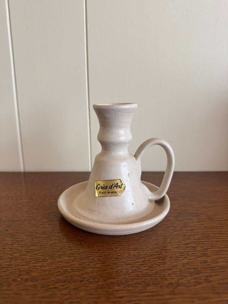 Vintage handgemaakte grès d’art kandelaar, Ophalen