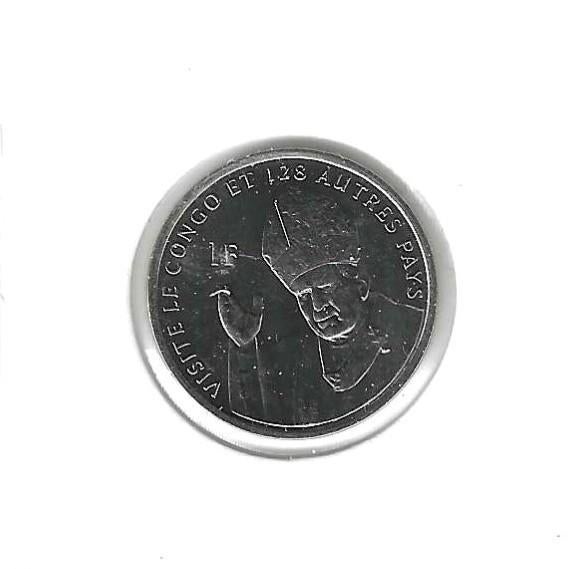 Congo, Democr. Republ., 1 Franc 2004, Pope with mitre., Ophalen of Verzenden, Overige landen, Losse munt